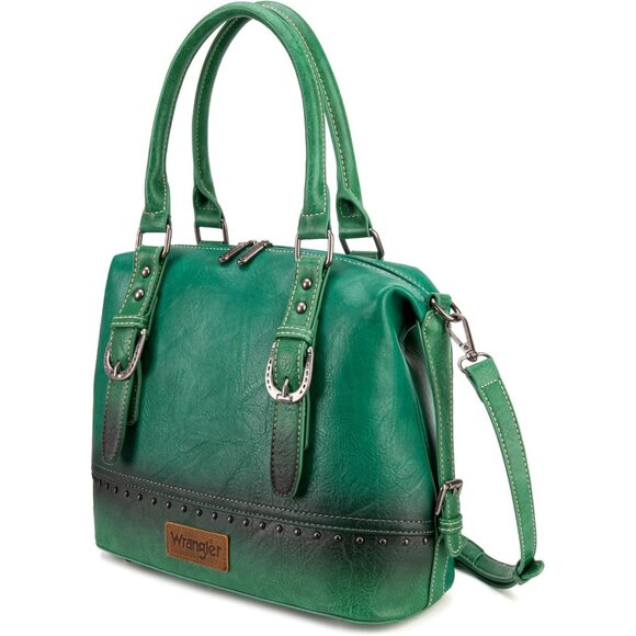Women's Green Detachable Satchel Hobo Strap Shoulder Barrel Doctor Hand Bag - Picture 4 of 6